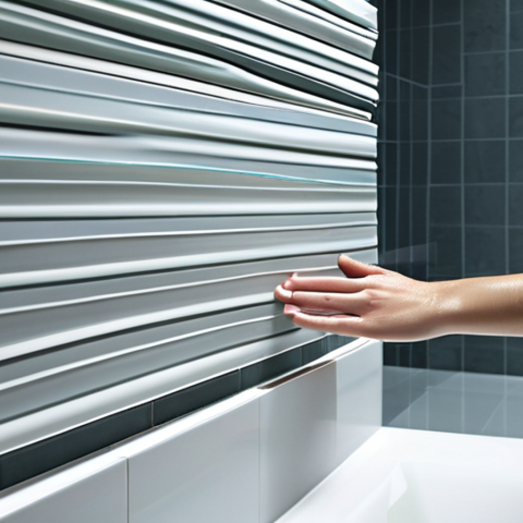 Active Ceramic Tiles Display**
"A modern bathroom showcasing self-cleaning ceramic tiles. The tiles are light-colored and minimalist in design. A gentle stream of water is visibly sheeting off the tiles, demonstrating their hydrophobic properties. Soft, diffused lighting highlights the clean surfaces. safe for work, appropriate content, fully clothed, professional interior design, perfect anatomy, correct proportions, well-formed hands, natural light, high quality."
**