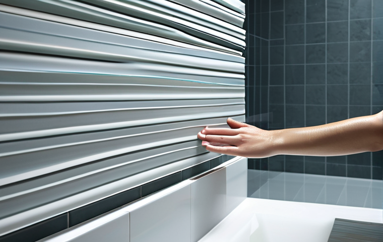Active Ceramic Tiles Display**

"A modern bathroom showcasing self-cleaning ceramic tiles. The tiles are light-colored and minimalist in design. A gentle stream of water is visibly sheeting off the tiles, demonstrating their hydrophobic properties. Soft, diffused lighting highlights the clean surfaces. safe for work, appropriate content, fully clothed, professional interior design, perfect anatomy, correct proportions, well-formed hands, natural light, high quality."

**