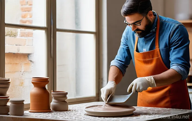 세라믹 업계 인턴 경험 - **Prompt:** A skilled Italian ceramic artisan, dressed in clean, practical workwear (e.g., a denim a...