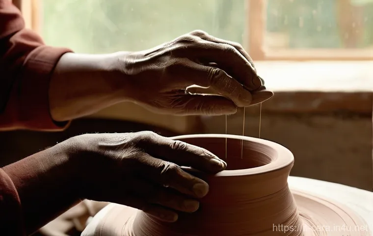 세라믹 실기 평가 기준 - **Prompt 1: The Artisan's Touch on Living Clay**
"A close-up, dynamic shot of an experienced cer...
