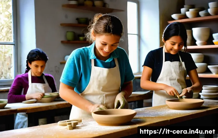 세라믹 작품 제작 실습 - **A pottery class for beginners.**
    *   **Description:** A brightly lit pottery studio in Florenc...