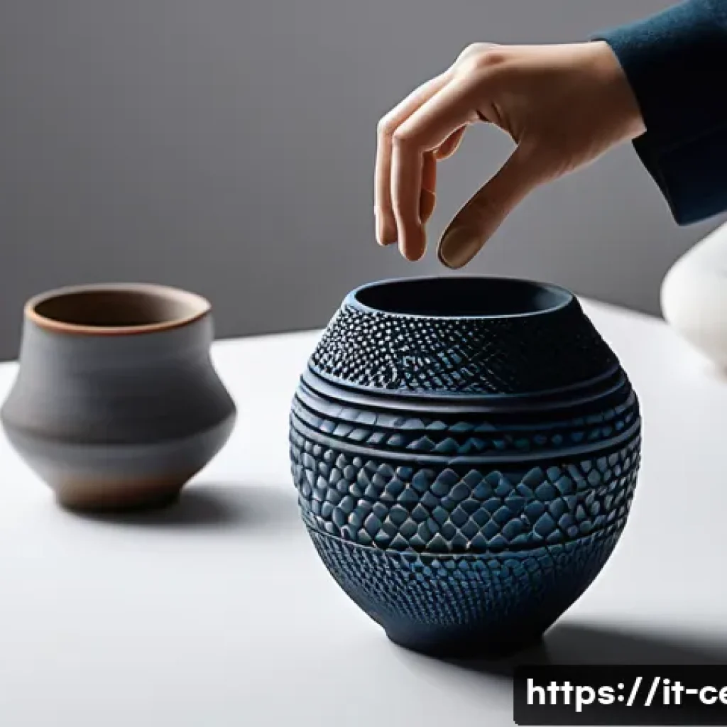 세라믹 디자인 실무 - **Prompt:** A visually striking scene showcasing the revolutionary journey of ceramic materials. On ...