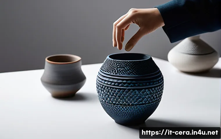세라믹 디자인 실무 - **Prompt:** A visually striking scene showcasing the revolutionary journey of ceramic materials. On ...