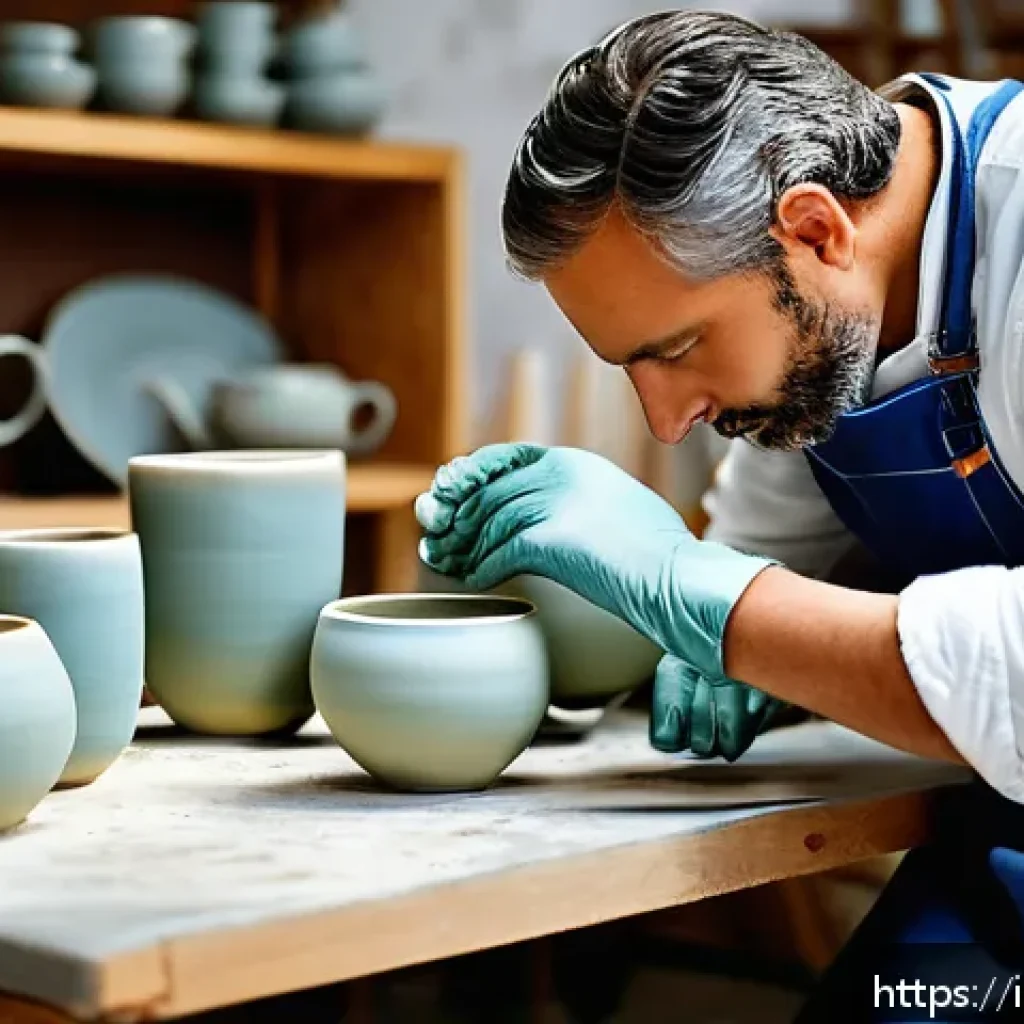 세라믹 재료 특성 및 활용 - A contemporary Italian artisan workshop showcasing a skilled craftsman shaping porcelain ceramics by...