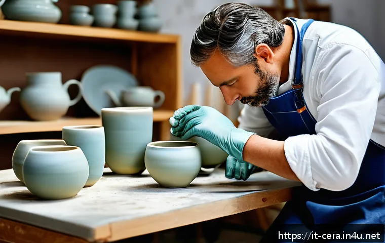 세라믹 재료 특성 및 활용 - A contemporary Italian artisan workshop showcasing a skilled craftsman shaping porcelain ceramics by...