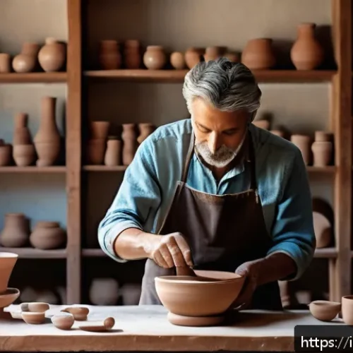 Home 31 미술세라믹 전문 커뮤니티 - A skilled Italian ceramic artist working on a traditional pottery wheel in a sunlit artisan studio, ...