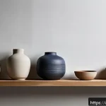 Home 18 미술세라믹 전문 분야 취업 - A professional ceramic artist’s portfolio scene featuring a neatly arranged collection of ceramic pi...